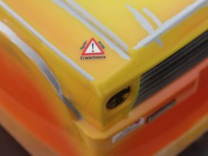 Modellbau Lexan Karosserie mit individuellen Aufklebern mit individuellen Sprüchen