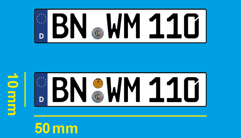 Einzeilig (vorne) / Einzeilig (hinten)