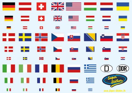 Motiv: Europa Flaggen –  1:10 Transferfolie DIN A6 (14,8 x 10,5 cm)